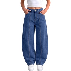 image:imageSidefeel Jeans for Women Wide Leg High Waisted Baggy Barrel Jeans Stretchy Front Seam Denim PantsBluing