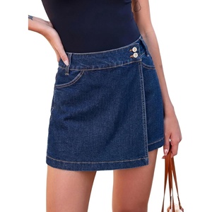 image:imageSidefeel Skorts for Woman Casual High Waisted Stretchy Jean Shorts Trendy Asymmetrical Summer Denim Mini Skirts with PocketsBluing
