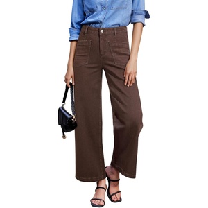 image:imageSidefeel Wide Leg Jeans for Women High Waisted Stretchy Ankle Denim PantsCoffee
