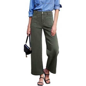 image:imageSidefeel Wide Leg Jeans for Women High Waisted Stretchy Ankle Denim PantsGreen