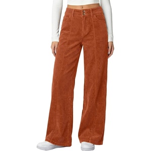 image:imageSidefeel Womens Casual High Waist Wide Leg Corduroy PantsOrange
