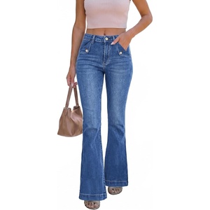 image:imageSidefeel Womens High Waisted Flare JeansDark Blue