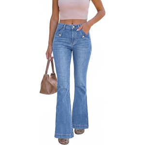 image:imageSidefeel Womens High Waisted Flare JeansLight Blue