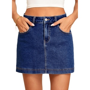 image:imageSidefeel Womens High Waisted Jean Skirt Denim Skort with PocketsBluing