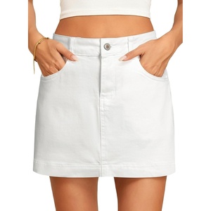 image:imageSidefeel Womens High Waisted Jean Skirt Denim Skort with PocketsWhite