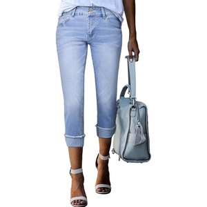 image:imageSidefeel Womens High Waisted Skinny Capri Pants Cropped JeansIceland Blue