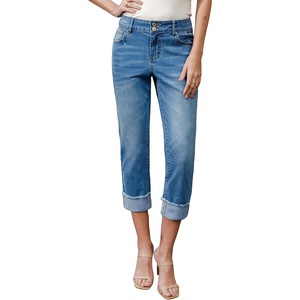 image:imageSidefeel Womens High Waisted Skinny Capri Pants Cropped JeansReal Teal