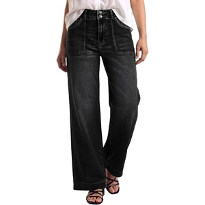 image:imageSidefeel Womens High Waisted Stretchy Straight Leg JeansBlack
