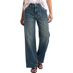 image:imageSidefeel Womens High Waisted Stretchy Straight Leg JeansReal Teal