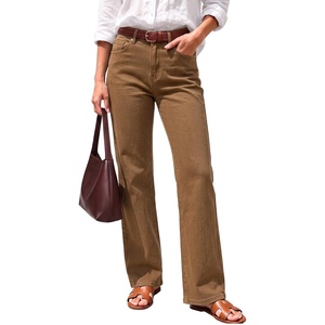 image:imageSidefeel Womens High Waisted Wide Straight Leg JeansBrown