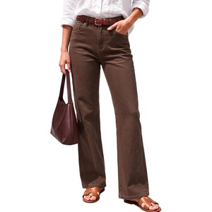 image:imageSidefeel Womens High Waisted Wide Straight Leg JeansChicory Coffee