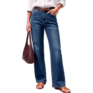image:imageSidefeel Womens High Waisted Wide Straight Leg JeansDark Blue