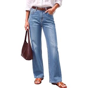 image:imageSidefeel Womens High Waisted Wide Straight Leg JeansLight Blue