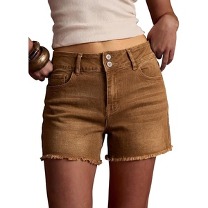 image:imageSidefeel Womens Jean Shorts High Waisted Denim ShortsBrown