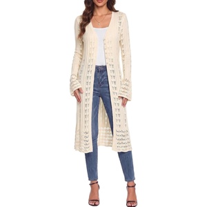 image:imageSidefeel Womens Long Cardigans Lightweight Kimonos Long Sleeve SweatersBeige