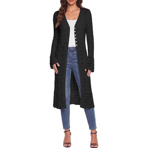 image:imageSidefeel Womens Long Cardigans Lightweight Kimonos Long Sleeve SweatersBlack
