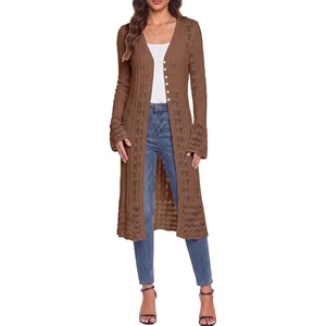 image:imageSidefeel Womens Long Cardigans Lightweight Kimonos Long Sleeve SweatersCoffee