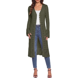 image:imageSidefeel Womens Long Cardigans Lightweight Kimonos Long Sleeve SweatersGreen