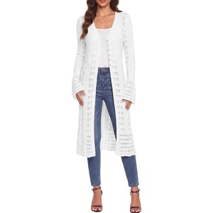 image:imageSidefeel Womens Long Cardigans Lightweight Kimonos Long Sleeve SweatersWhite