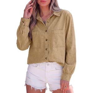 image:imageSidefeel Womens Long Sleeve Button Down Denim ShirtKhaki