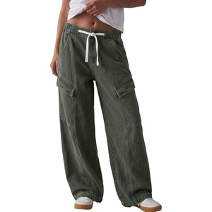 image:imageSidefeel Womens MidLow Rise Y2K Boyfriend Baggy JeansGreen