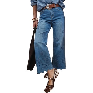 image:imageSidefeel Womens Straight Leg Floral Embroidery JeansLight Blue
