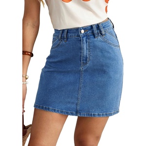 image:imageSidefeel Womens Summer High Waist Jean SkirtLight Blue