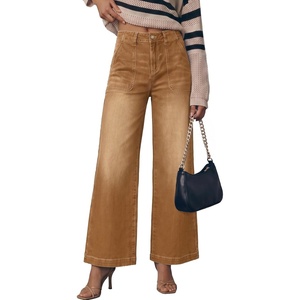 image:imageSidefeel Womens Wide Leg Jeans High Waisted Baggy Denim PantsBrown