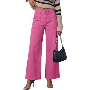 image:imageSidefeel Womens Wide Leg Jeans High Waisted Baggy Denim PantsRose Red