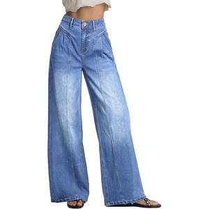 image:imageSidefeel Womens Wide Leg Jeans High Waisted Casual Stretchy Jeans 2026 Trendy Seamed Front Denim PantsLight Blue