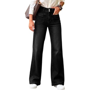 image:imageSidefeel Womens Wide Leg Jeans High Waisted Denim PantsBlack