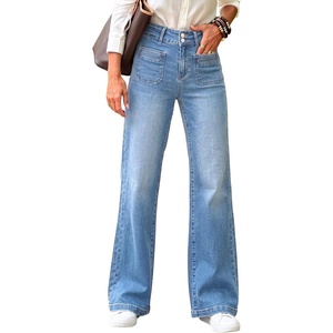 image:imageSidefeel Womens Wide Leg Jeans High Waisted Denim PantsIceland Blue