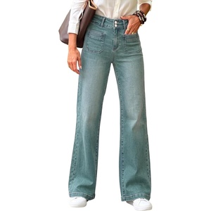 image:imageSidefeel Womens Wide Leg Jeans High Waisted Denim PantsSky Blue