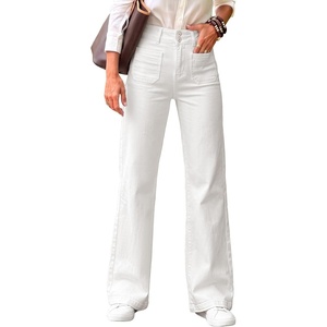 image:imageSidefeel Womens Wide Leg Jeans High Waisted Denim PantsWhite