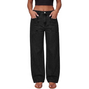 image:imageSidefeel Womens Wide Leg Jeans High Waisted Stretchy Boyfriend Denim PantsBlack