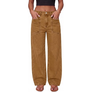 image:imageSidefeel Womens Wide Leg Jeans High Waisted Stretchy Boyfriend Denim PantsBrown