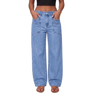 image:imageSidefeel Womens Wide Leg Jeans High Waisted Stretchy Boyfriend Denim PantsLight Blue