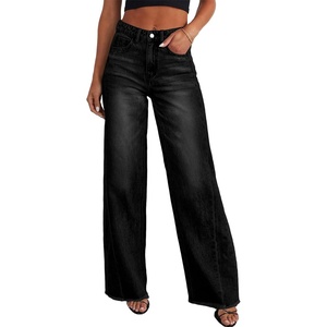 image:imageSidefeel Womens Wide Leg Jeans High Waisted Stretchy Denim PantsBlack
