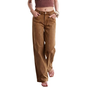 image:imageSidefeel Womens Wide Leg Jeans High Waisted Stretchy Denim PantsBrown