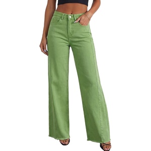 image:imageSidefeel Womens Wide Leg Jeans High Waisted Stretchy Denim PantsSmoke Green