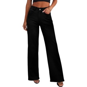 image:imageSidefeel Womens Wide Leg Jeans High Waisted Stretchy Denim PantsSolid Black