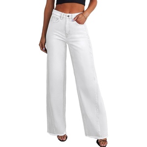 image:imageSidefeel Womens Wide Leg Jeans High Waisted Stretchy Denim PantsWhite