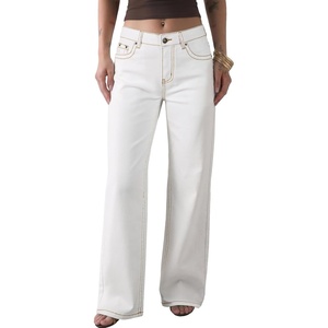 image:imageSidefeel Womens Wide Leg Jeans Mid Rise Stretchy Jeans Denim PantsWhite