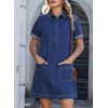 image:imageSidefeel Womens Denim Dress Casual A Line Trendy Mini Jean DressBlue