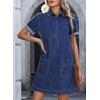 image:imageSidefeel Womens Denim Dress Casual A Line Trendy Mini Jean DressBlue