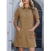 image:imageSidefeel Womens Denim Dress Casual A Line Trendy Mini Jean DressBrown