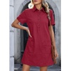image:imageSidefeel Womens Denim Dress Casual A Line Trendy Mini Jean DressBurgundy