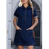 image:imageSidefeel Womens Denim Dress Casual A Line Trendy Mini Jean DressDark Blue