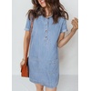 image:imageSidefeel Womens Denim Dress Casual A Line Trendy Mini Jean DressIceland Blue