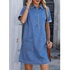 image:imageSidefeel Womens Denim Dress Casual A Line Trendy Mini Jean DressLight Blue
